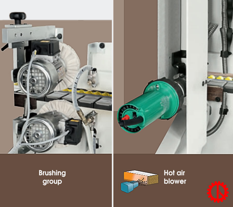 HIGH SPEED EDGE BANDING MACHINE - K 800 BRUSHING GROUP AND HOT AIR BLOWER FOR PVC/ABS EDGES