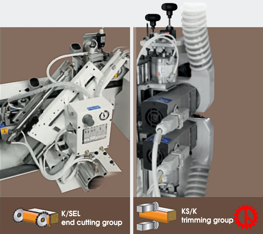 HIGH SPEED EDGE BANDING MACHINE - K 800 K/SEL END CUTTING GROUP AND RS/K IN-LINE TRIMMING GROUP