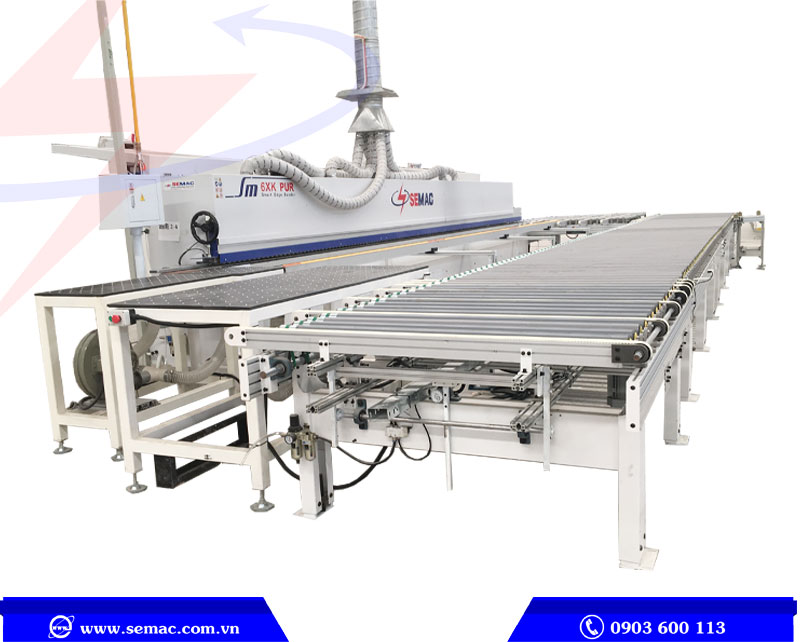 Edge paste machine workpiece rulo conveyor system | Quoc Duy