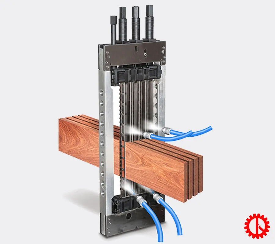 Air injection system of heavy duty thin cutting frame saw