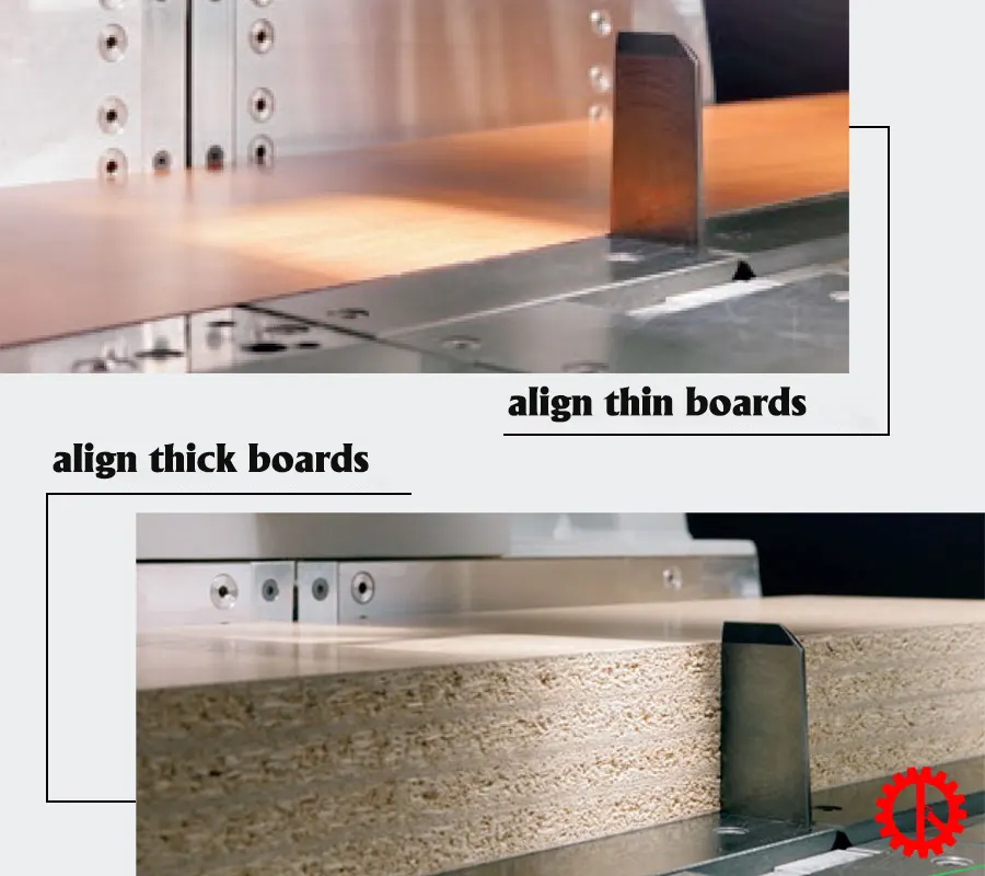 Align board of computer panel saw for hdf machine